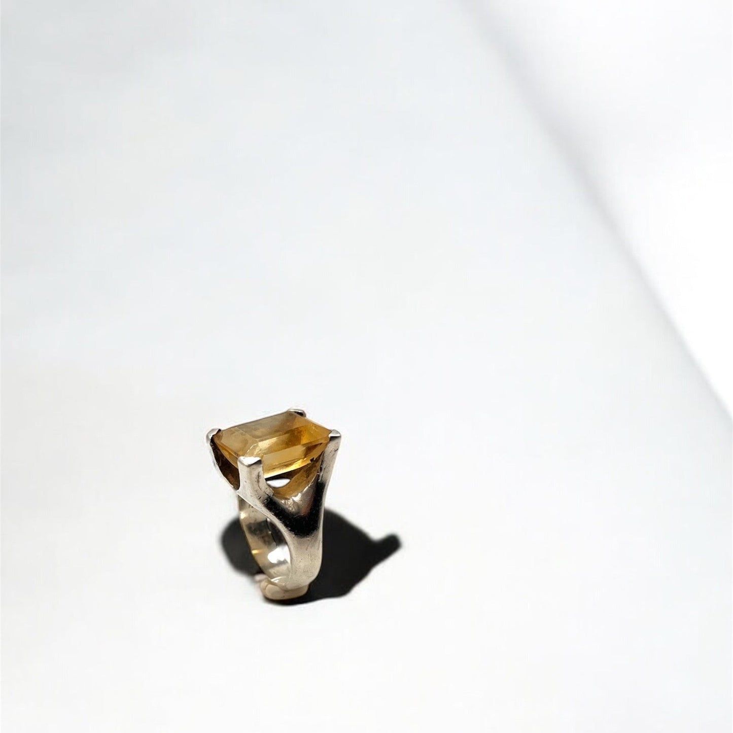 Silver cocktail ring with citrine