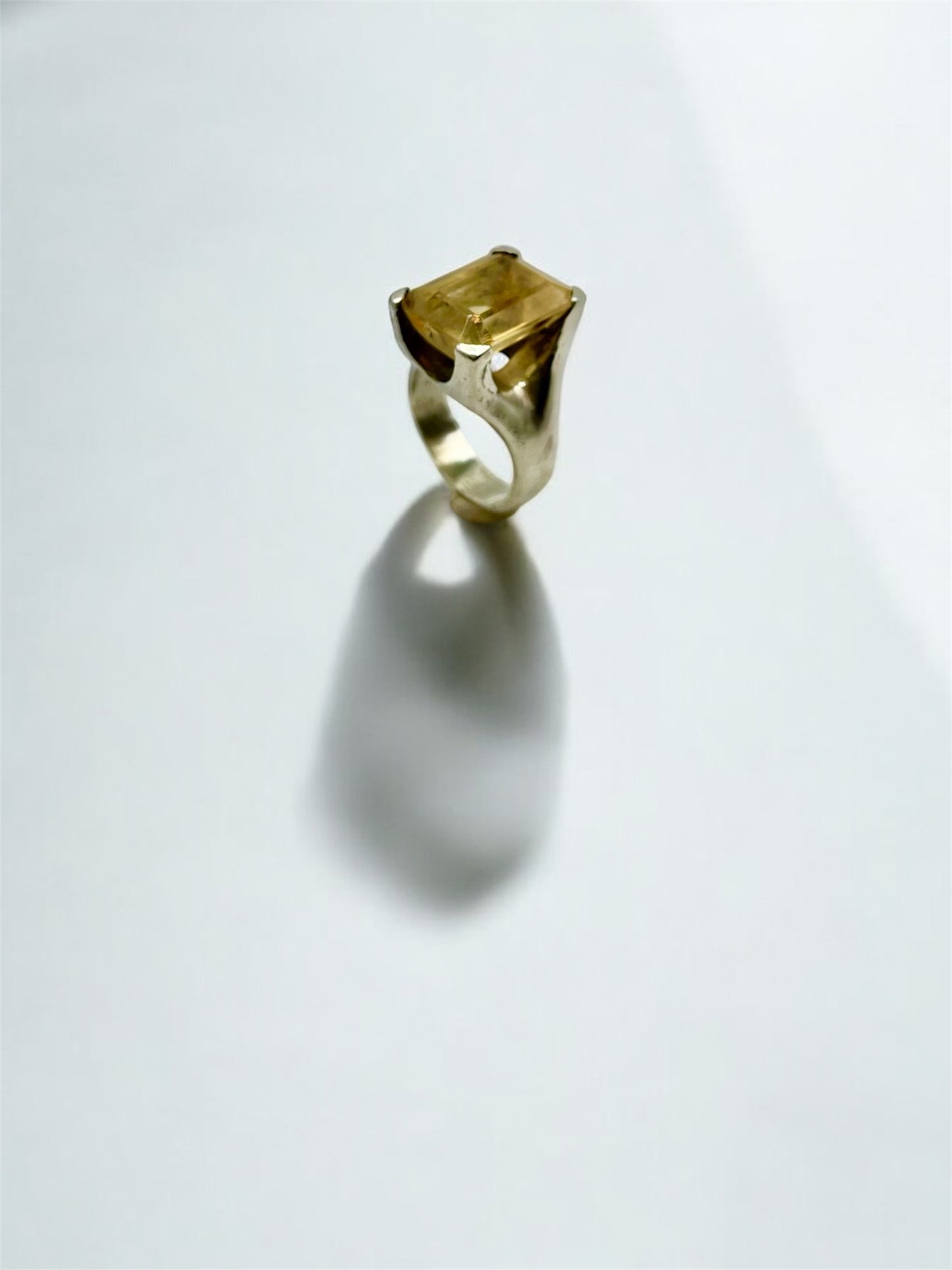 Silver cocktail ring with citrine
