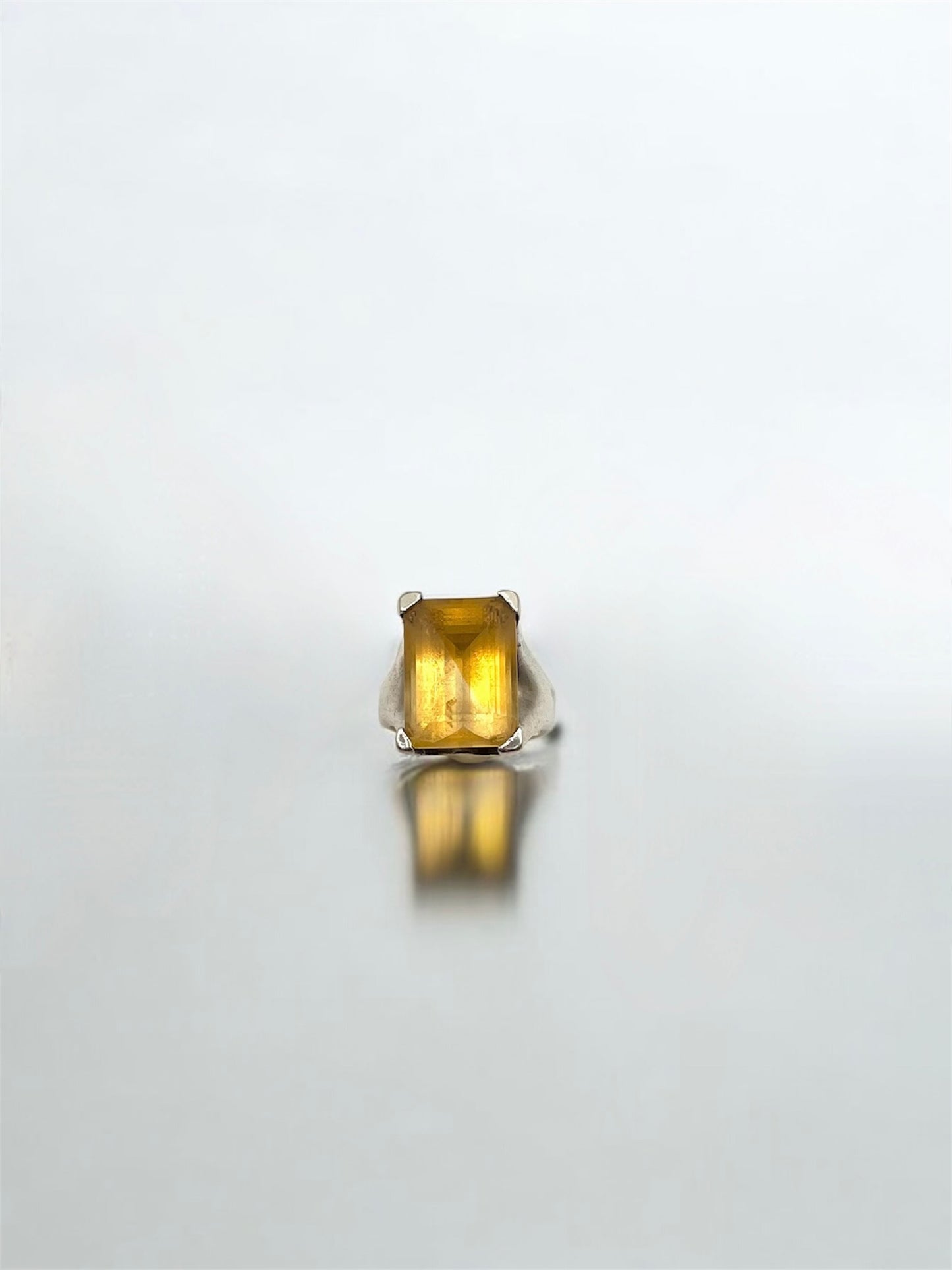 Silver cocktail ring with citrine